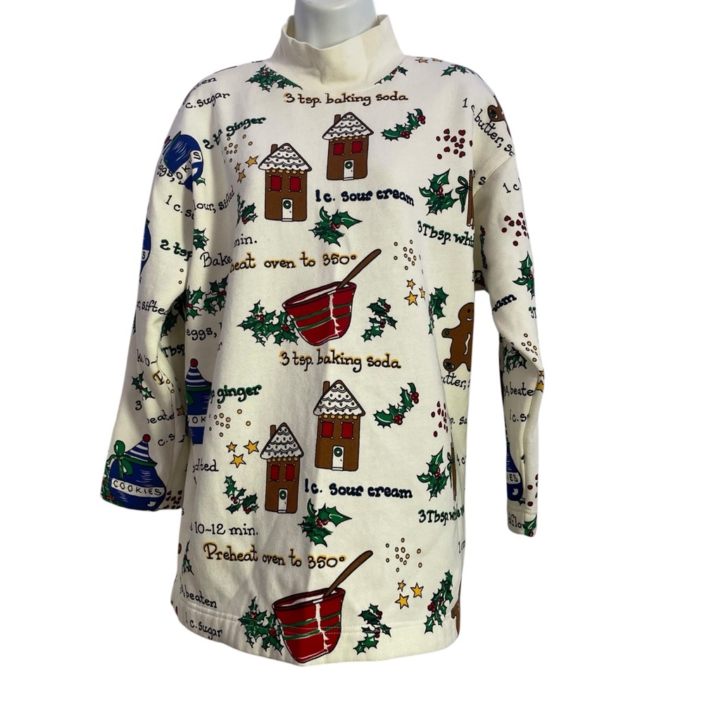 Vintage Cambridge Country Store Christmas Recipe Turtleneck Size Medium
